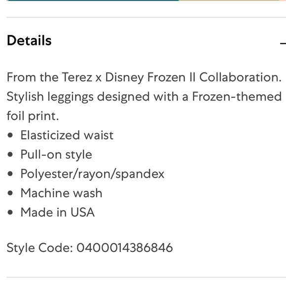 Terez x Disney Frozen 2 Epic Adventure Metallic Child Leggings Youth Leggings - Picture 11 of 14